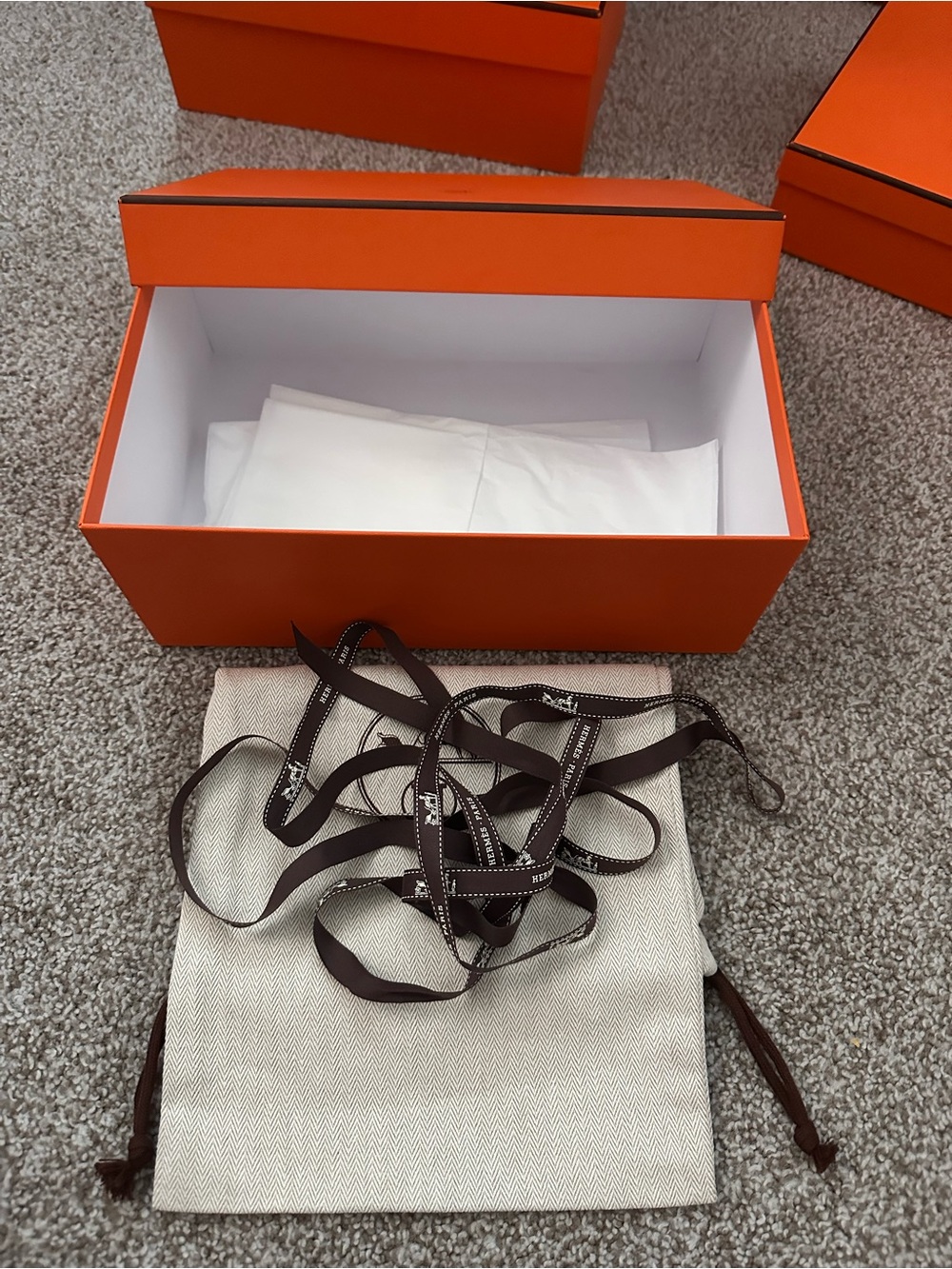 Luxury Brown Ribbon and Beige Dust Bag Set